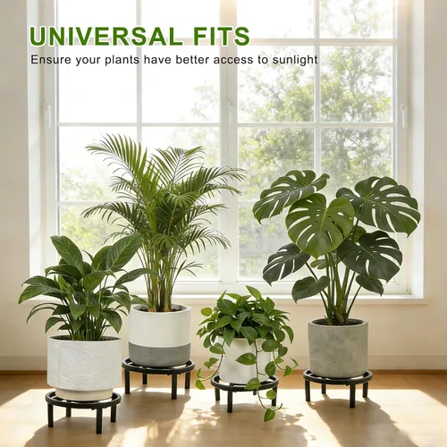 Vista 7 de Soporte de metal para plantas para interiores y exteriores, elevador de plantas resistente, soporte resistente para macetas bajo, soportes