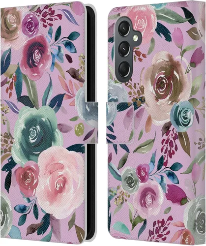 Vista 99 de Head Case Designs Officially Licensed Ninola Abstract Poppies Lilac Floral Leather Wallet Case Compatible with Samsung Galaxy A07 4G