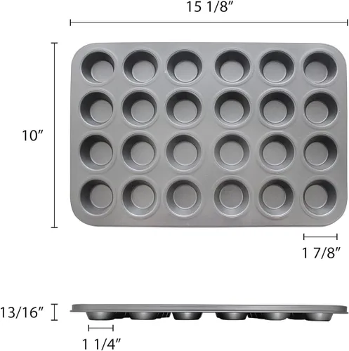 Vista 6 de TrueCraftware - Molde antiadherente de 1-1/2 oz para hornear muffins, 24 cavidades, molde para magdalenas, moldes antiadherentes para hornear, ideal