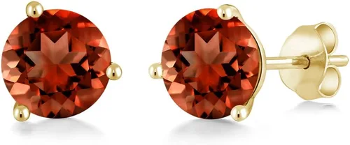 Vista 46 de Gem Stone King Aretes de oro de 14 quilates, 0.236 in, piedra natal redonda, Martini, 3 puntas, aretes de oro para mujer
