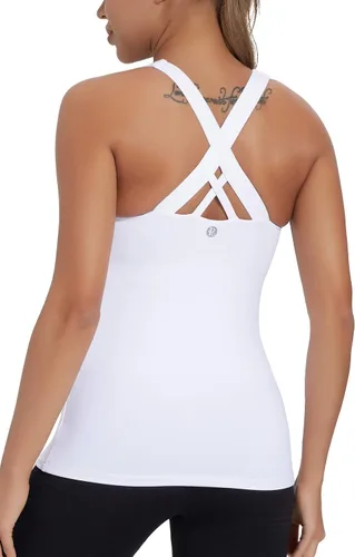 Vista 21 de RUNNING GIRL - Sujetadores deportivos para mujer, sujetadores deportivos con tiras acolchadas y espalda cruzada de apoyo medio con copas extraíbles