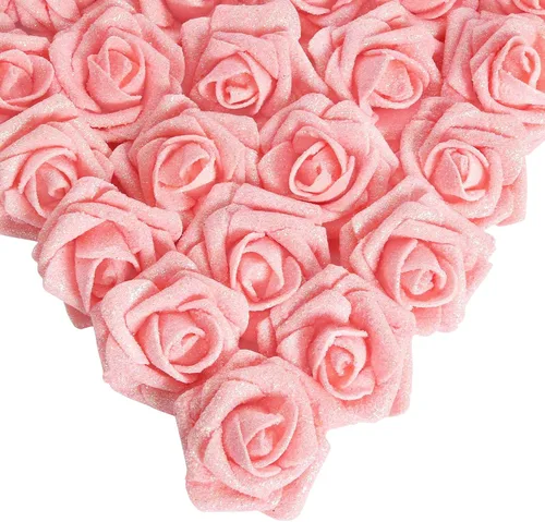 Vista 19 de IPOPU Rosas Negras con Purpurina, 50 PIEZAS Rosas Falsas con Purpurina Flores para Manualidades DIY Ramo de Boda Decoración de Casa y Fiesta (Negro)