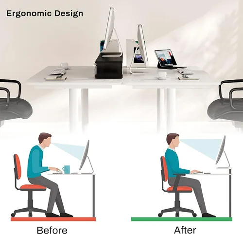 Vista 9 de EUREKA ERGONOMIC Soporte de monitor dual de fibra de carbono ajustable
