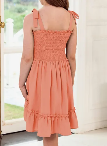 Vista 7 de blibean Vestido de verano con tirantes para niñas de 4 a 13 años