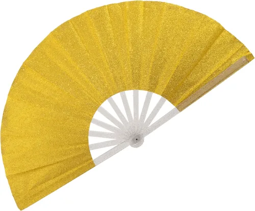 Vista 29 de Ventilador plegable de mano grande, botas en el suelo, abanicos decorativos plegables de manivela para bailes, fiestas, bodas, festivales de música