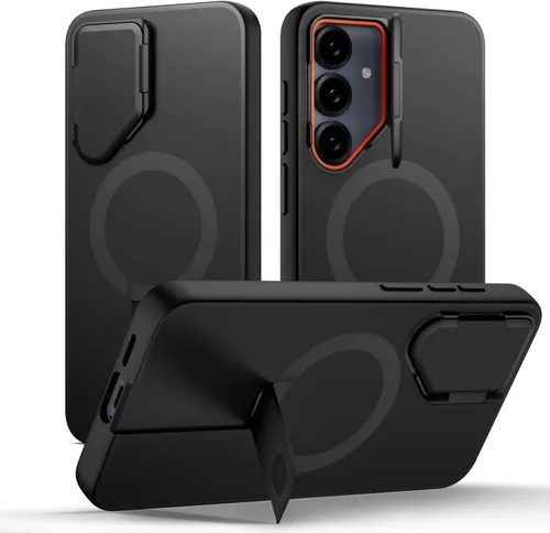 Vista 23 de SURITCH Funda para teléfono Samsung Galaxy S26 Plus, cubierta protectora magnética con cubierta de cámara y soporte de metal ajustable para Galaxy
