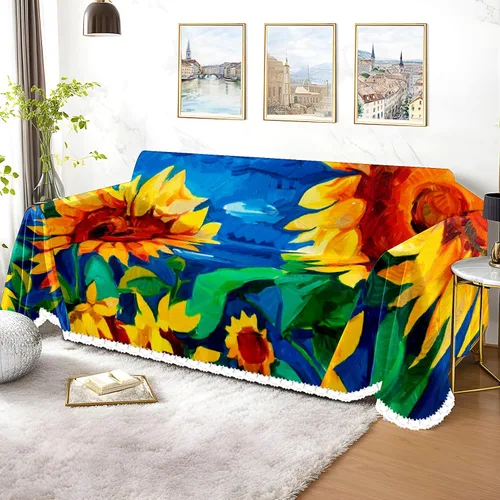 Vista 3 de Funda protectora de muebles de girasol para sofá de 3 cojines, resistente a las manchas Multi15