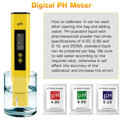Vista 7 de Medidor de pH para hidroponía de agua, probador de pH digital, pluma 0.01 de alta precisión, tamaño de bolsillo con rango de medición de pH 0-14