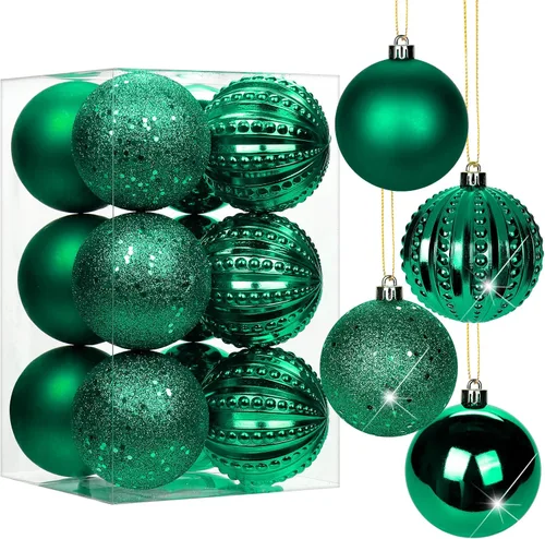 Vista 41 de Adornos de bolas de Navidad negras de 2.36 pulgadas, 25 piezas inastillables, set de adornos de Navidad, bolas de Halloween, adorno negro para árbol