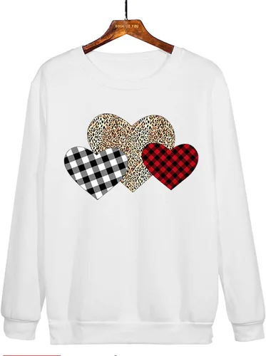 Vista 63 de Sudadera de manga larga con estampado de leopardo y corazón para mujer, para el día de San Valentín, sin botones, para niñas, regalos