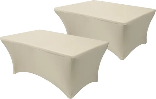 Vista 21 de Paquete de 2 manteles de mesa elásticos de elastano para mesas rectangulares de 4 pies, mantel ajustable de 48 pulgadas de largo x 30 pulgadas