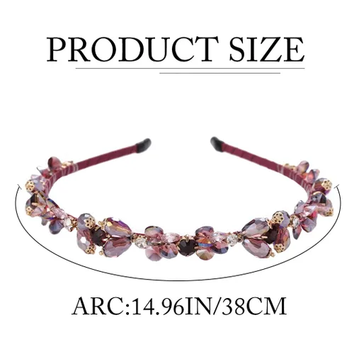 Vista 7 de Diademas barrocos de diamantes de imitación púrpura fina banda para el cabello con cuentas de cristal brillante para mujer (morado)
