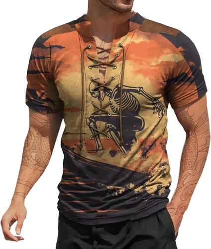 Vista 14 de Camisas de verano para hombres, básicas, de talla grande, para playa, suaves, sueltas, informales, para descansar, al aire libre, con cordón