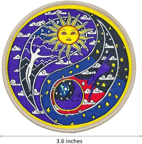 Vista 2 de Hippie Boho Sun Moon Yin Yang - Parche tejido para planchar