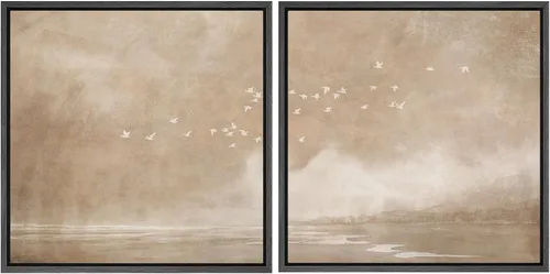 Vista 81 de SIGNFORD Impresión en Lienzo Enmarcado Arte de Pared Art Nouveau Lago de Cisnes Elegantes Ilustraciones de Aves Acuáticas Moderno Boho Naturaleza