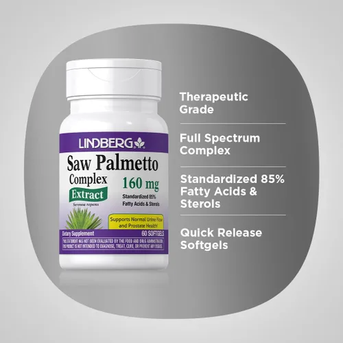 Vista 4 de Saw Palmetto Extract 160 mg 60 cápsulas blandas Para hombres