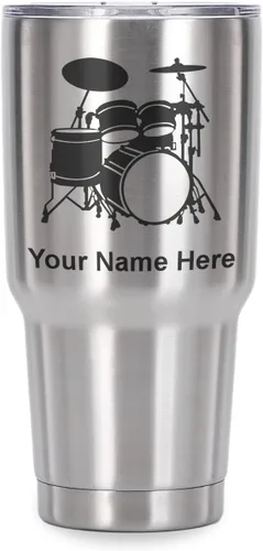 Vista 22 de LaserGram Vaso aislado al vacío de 20 onzas, juego de batería, grabado personalizado incluido (negro)