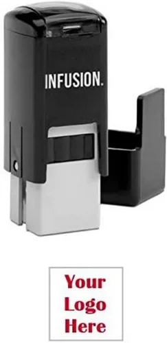 Vista 8 de Infusion Sello de logotipo de goma autoentintado personalizado de 1/2" x 1/2", pequeño, cuadrado, negro