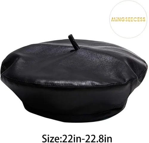 Vista 6 de MINGSEECESS Gorro casual de piel sintética para mujer