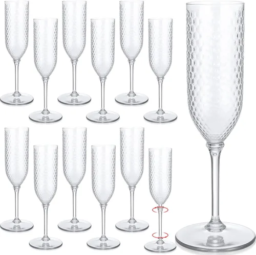 Vista 8 de Remerry Paquete de 24 copas de champán de plástico desmontables de 5.5 onzas, vasos de mimosa desechables a granel, copas de vino reutilizables