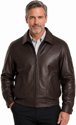 Vista 12 de REED Chaqueta de cuero All American Bomber para hombre, fabricada en EE. UU Negro
