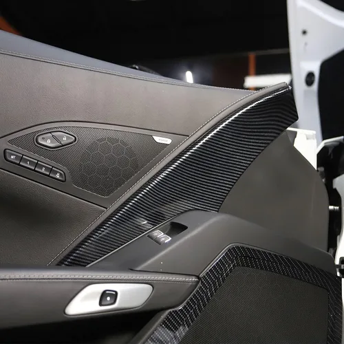 Vista 2 de Cubierta de la decoración del panel de puerta de la cabina de la fibra de carbono para Chevrolet Corvette C7 2014-2019