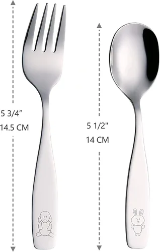 Vista 2 de ANNOVA - Juego de cubiertos para niños de 6 piezas de acero inoxidable - 3 tenedores, 3 cucharas de cena para niños, utensilios para niños, juego