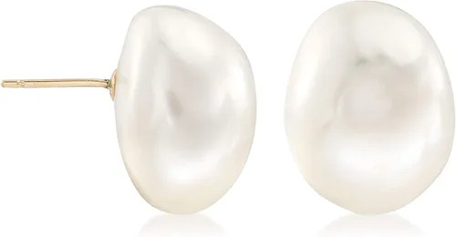 Vista 4 de Ross-Simons - Pendientes de perlas cultivadas de 0.630 x 0.512 in en oro amarillo de 14 quilates para mujeres