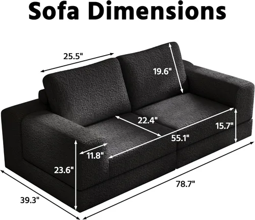 Vista 2 de Sofá seccional modular en forma de nube, sofá modular de combinación DIY para sala de estar, sofás de asiento de amor tejidos únicos con 2