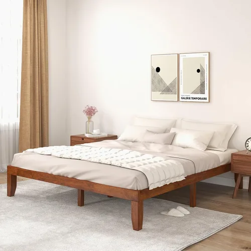 Vista 13 de COSTWAY Base de cama de plataforma de tamaño individual, base de colchón de madera de goma maciza de 14 pulgadas con soporte de listones