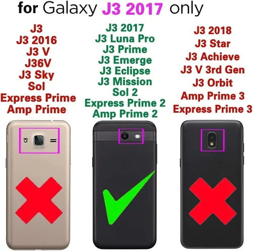 Vista 2 de Asuwish Compatible con Samsung Galaxy J3 Luna Pro J 3 Prime 2017 Emerge 3J Eclipse Mission Case y protector de pantalla de vidrio templado con Negro