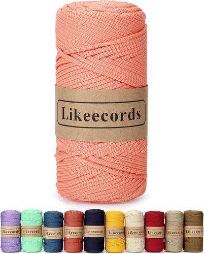 Vista 37 de Likeecords Cordón de macramé trenzado de poliéster de 0.157 in, 140 yardas, 426 pies, hilo elástico para bolsa de ganchillo para manualidades