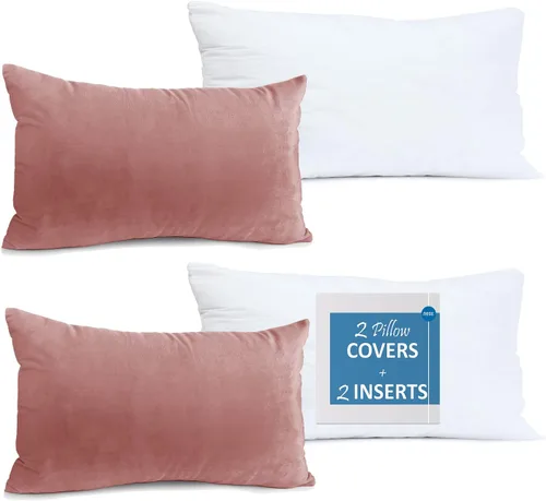 Vista 86 de Nestl Juego de 2 rellenos de almohada con terciopelo suave y sólido, juego de fundas de almohada cuadradas decorativas para sofá, automóvil Azul