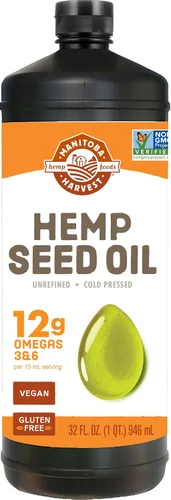Vista 6 de Manitoba Harvest Aceite de semilla de cáñamo, prensado en frío, calidad premium, 0.44 onzas de omegas 3 y 6 por porción, hidrata y nutre la piel