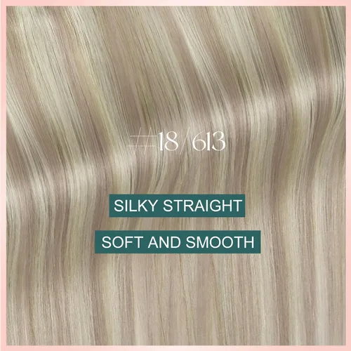 Vista 2 de Easyouth - Extensiones de cabello con alambre rubio, extensiones de cabello humano real, reflejos rubios ceniza, extensión de cabello rubio con hilo