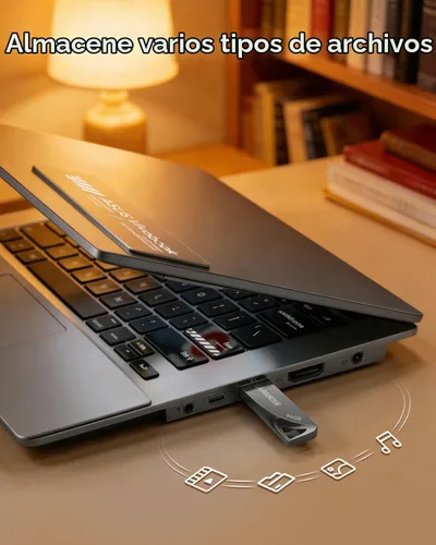 Vista 4 de Unidad flash USB 3.0 de 64 GB, unidad de pulgar de metal con orificio para llavero Memoria portátil impermeable y delgada, Plug & Play Pulgar