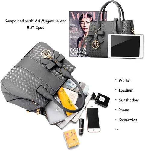 Vista 4 de Bolsos de mano para mujer de piel sintética de PU bolso de hombro