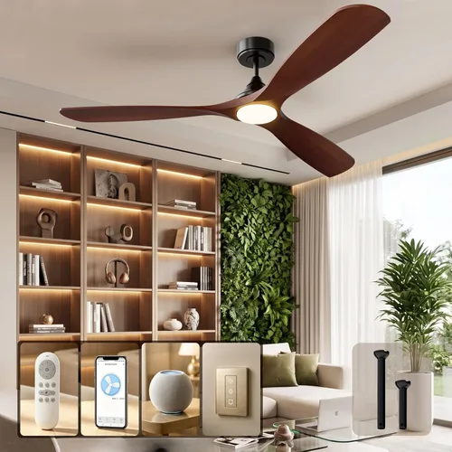 Vista 10 de Ventilador de techo inteligente de 60 pulgadas con luces LED y Negro