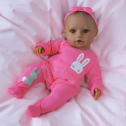 Vista 6 de SCOM Muñecas de bebé niña negra - Muñeca de bebé de cuerpo suave realista de 16 pulgadas, lindas muñecas de bebé de la vida real con ropa