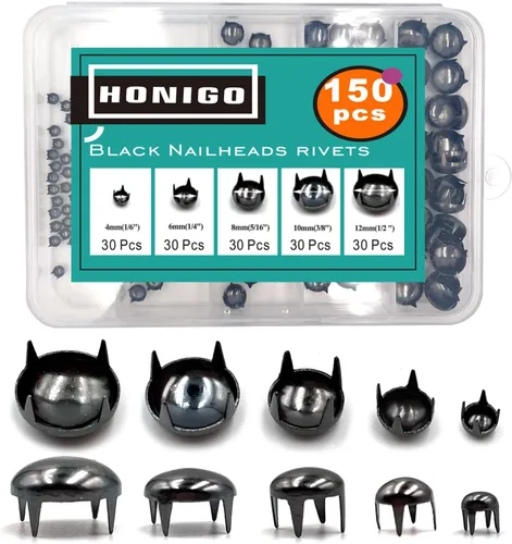 Vista 15 de Honigo 120 piezas Tachuelas Redondas con Cúpula Metálicas Remaches de Color Mixto Latón Sólido 4/6/8mm 4 Puntas Picos Clavos para Artesanía de Cuero