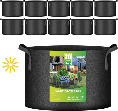 Vista 22 de iPower Paquete de 10 bolsas de 3 galones para plantas de tela no tejida gruesa resistente para cultivo de papas, contenedor duradero con aireación