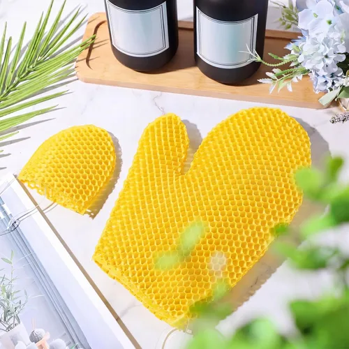 Vista 3 de Karenhi 2 Pcs Honeycomb Exfoliating Glove Set Exfoliating Bath Mitt Honeycomb Face and Body Scrubber Shower Mitt for Cleaning Body Shower Face Skin