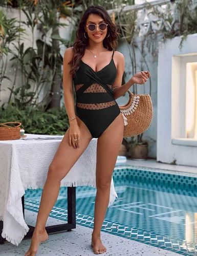 Vista 6 de BMJL Traje de baño sexy de una pieza con cuello en V y control de abdomen para mujer