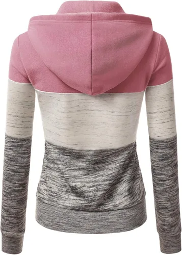 Vista 3 de Doublju - Chaqueta ligera y delgada con capucha y cremallera para mujer de talla extragrande