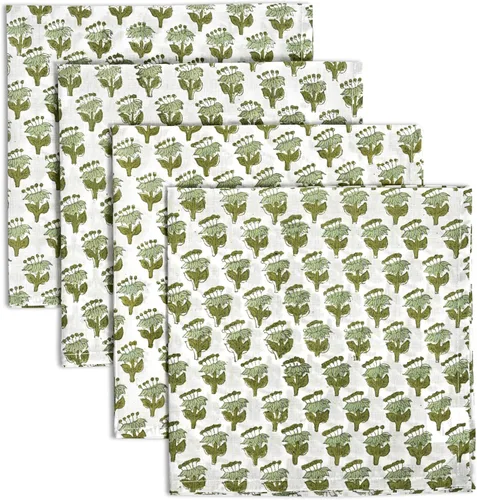 Vista 10 de Servilletas de tela CPC 100% algodón Juego de 4 servilletas reutilizables, servilleta de cena floral de bloque de impresión india, servilleta
