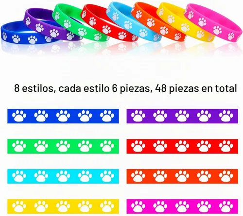 Vista 2 de Gejoy Sumind - 48 pulseras de goma con estampado de patas, recuerdos de fiesta de perro, multicolor