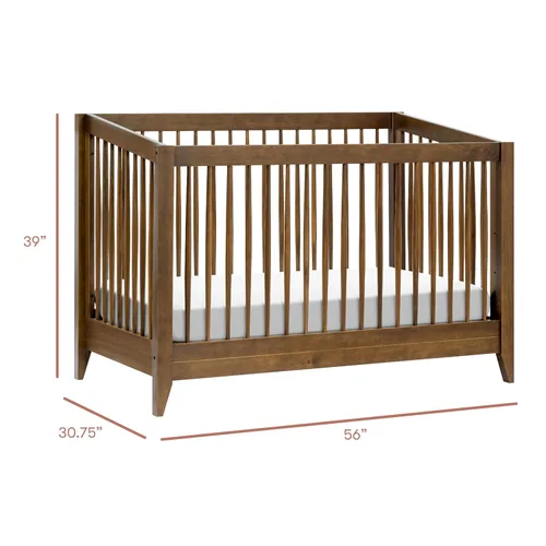 Vista 6 de Babyletto Sprout - Cuna convertible 4 en 1 con kit de conversión de cama para niños pequeños en nogal natural, certificado Greenguard Gold