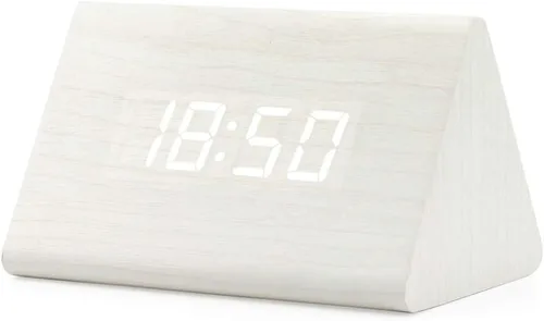 Vista 7 de OCT17 Reloj de madera de madera, nueva versión LED alarma reloj de escritorio digital brillo ajustable, hora de alarma, muestra la hora y la Bambú