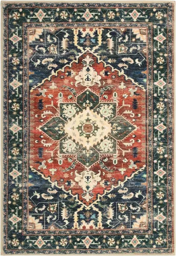 Vista 2 de Yamaziot Tapete lavable de 2 x 3 pulgadas, para entrada pequeña, antideslizante, estilo bohemio vintage, reverso de goma, lana sintética de pelo