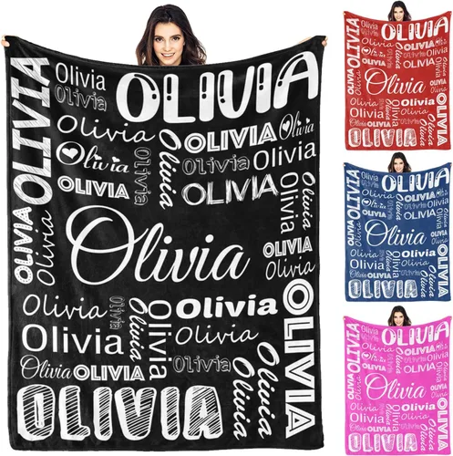 Vista 16 de Dr.TOUGH Manta personalizada con nombres, mantas personalizadas para adultos y niños, manta personalizada, regalos para Navidad y cumpleaños Color-01